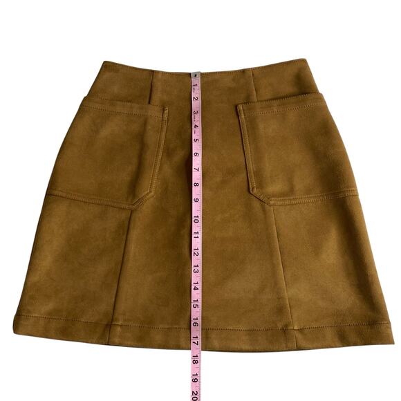 Maurices Womens Skirt 2 Brown Faux Suede Mini Pockets A Line Western Boho Chic - Picture 12 of 12